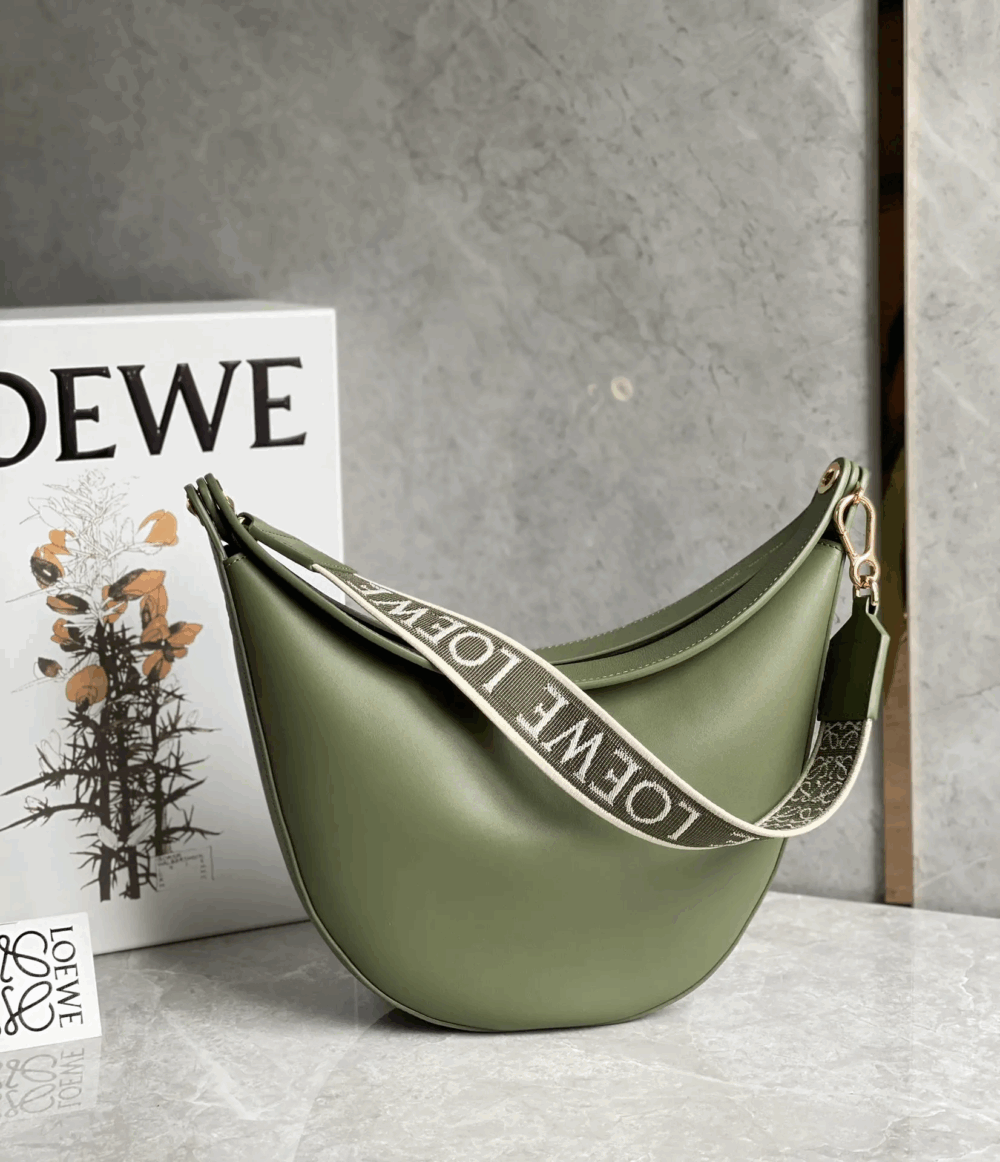 関税込 ◆LOEWE サテンカーフ&ジャカード Luna ホーボー バッグ - 画像 (2)