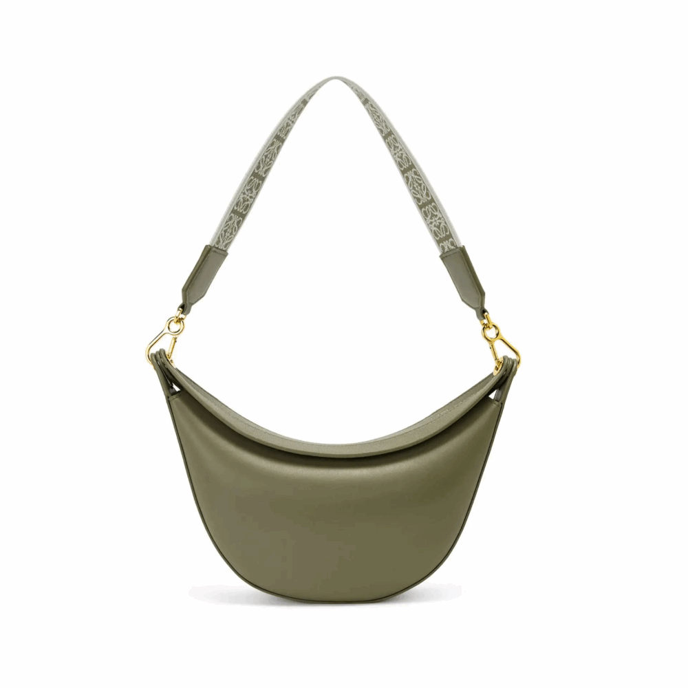 関税込 ◆LOEWE サテンカーフ&ジャカード Luna ホーボー バッグ - 画像 (3)
