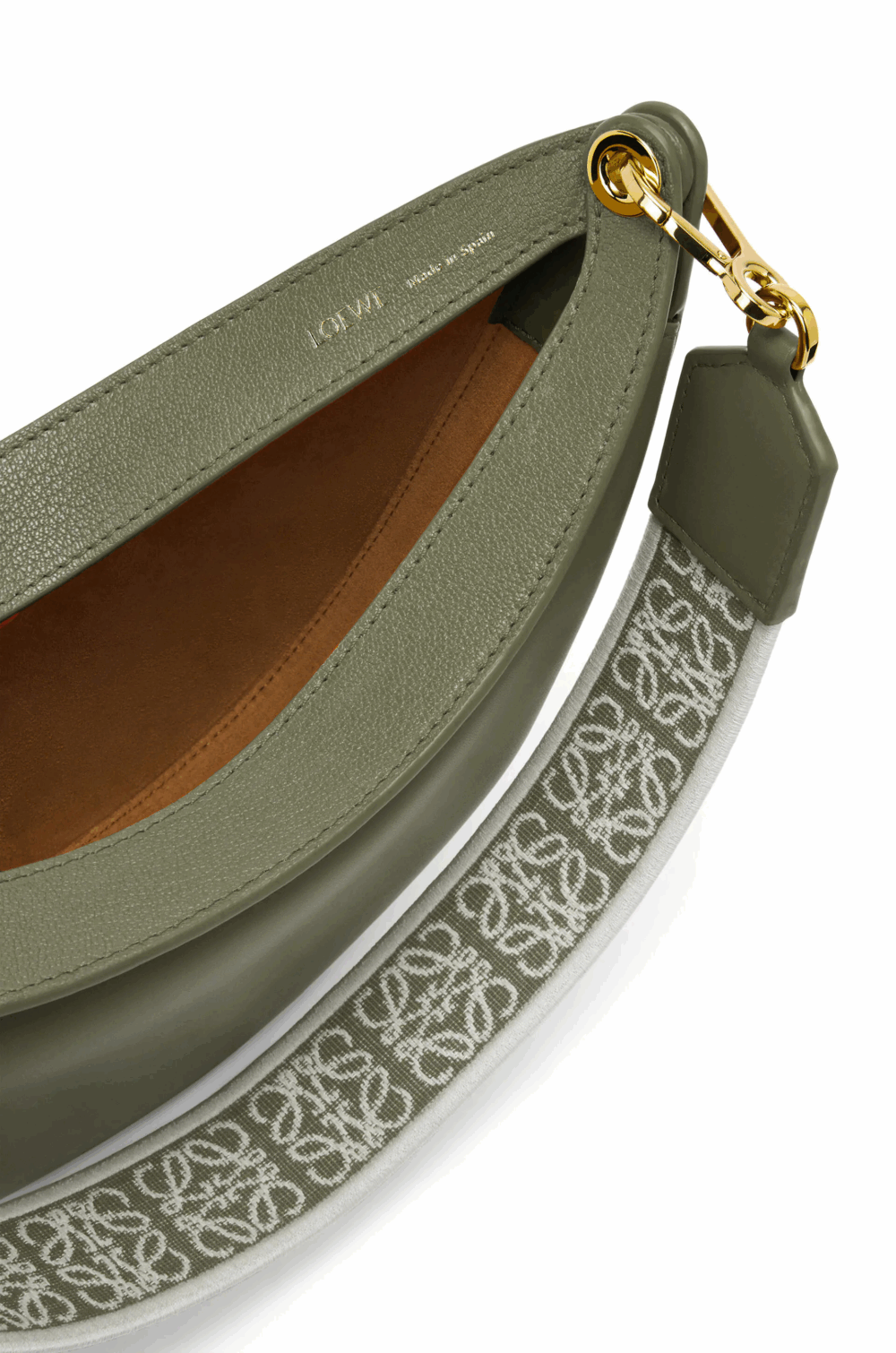 関税込 ◆LOEWE サテンカーフ&ジャカード Luna ホーボー バッグ - 画像 (8)