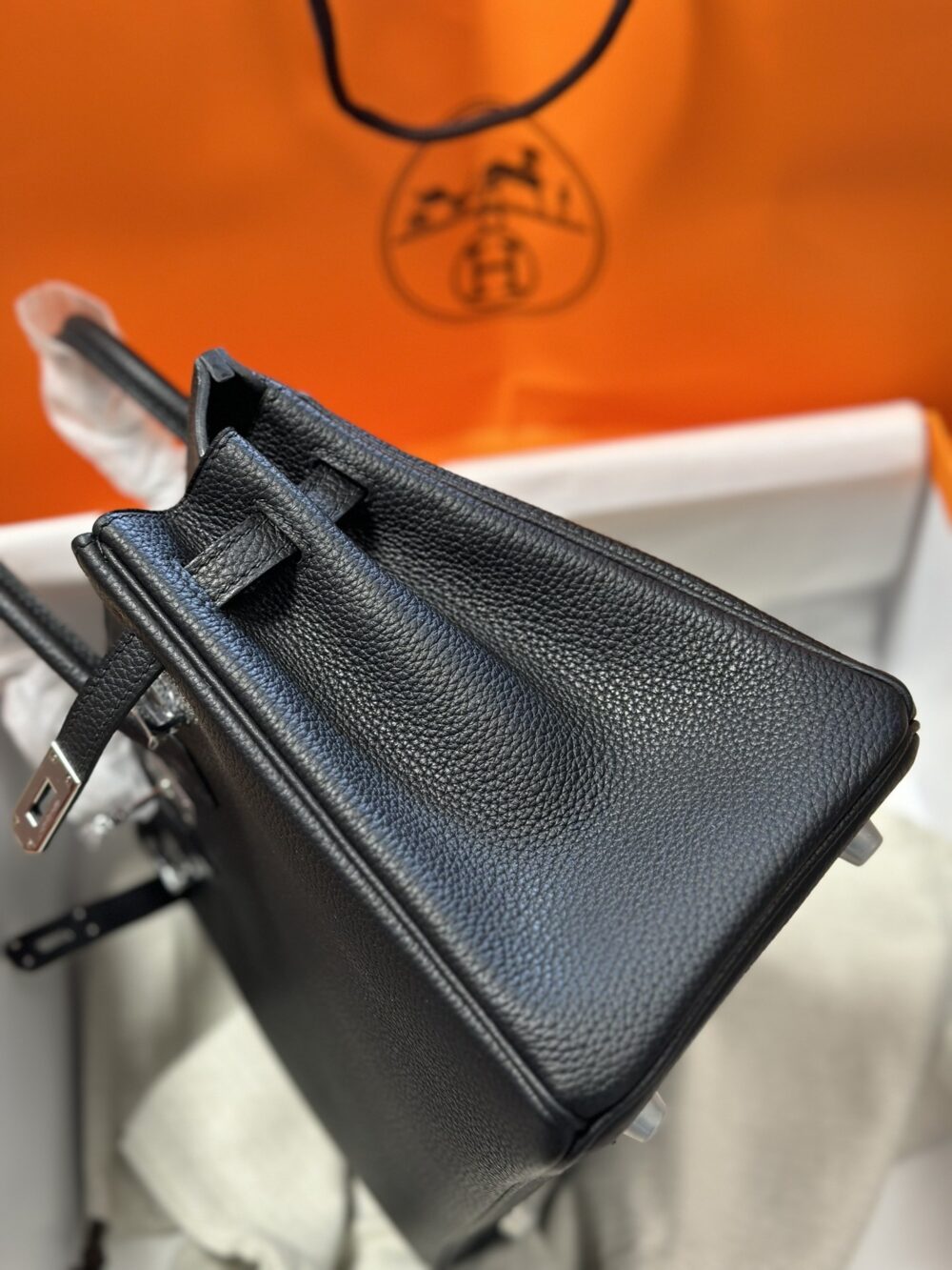 HERMES エルメス バーキン 25cm トゴ ブラック シルバー金具 - 画像 (8)