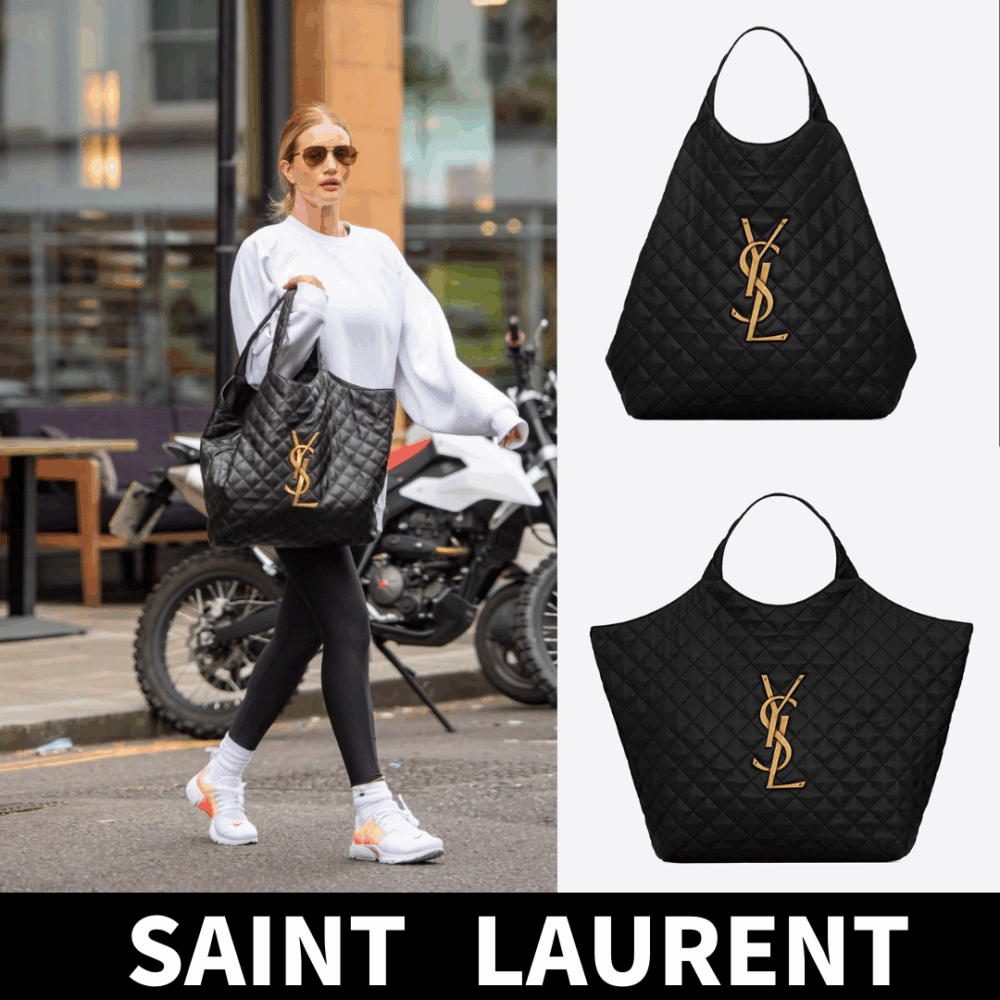 滝沢カレンさん【BLACKPINKROSE同じバッグ】SAINT LAURENTイカール マキシ ショッピングバッグ（ラムスキン／キルティン - 画像 (4)