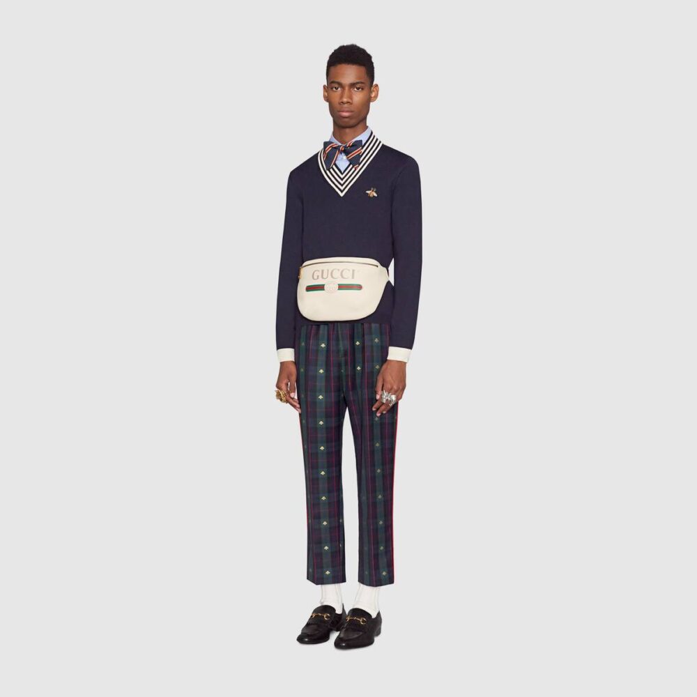 GUCCI(グッチ) 〔グッチ プリント〕レザー ベルトバッグ ‎ホワイト - 画像 (5)