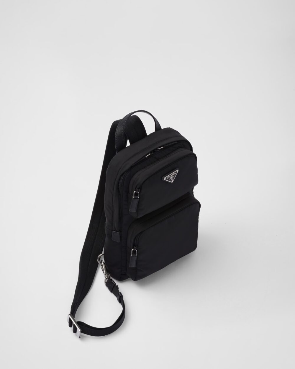 prada メンズ 黒 ショルダーバックパック Re-Nylon xサフィアーノレザー ワン - 画像 (3)
