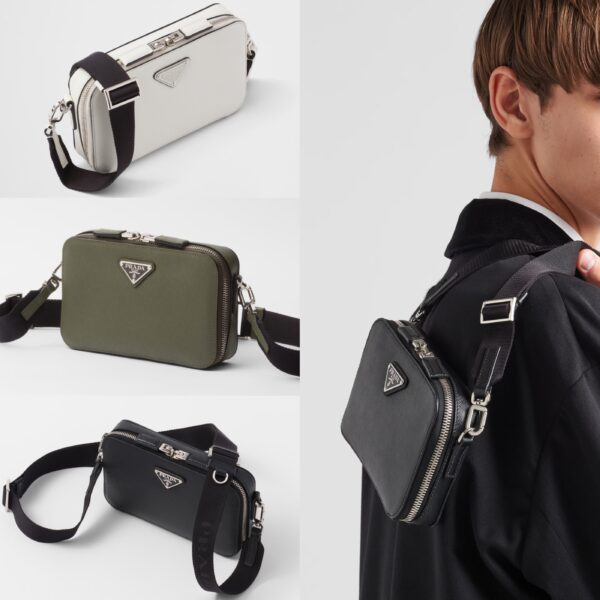 【入手困難】プラダ (Prada) メンズ 新作 バッグ グリーン/ブラック/ ホワイト